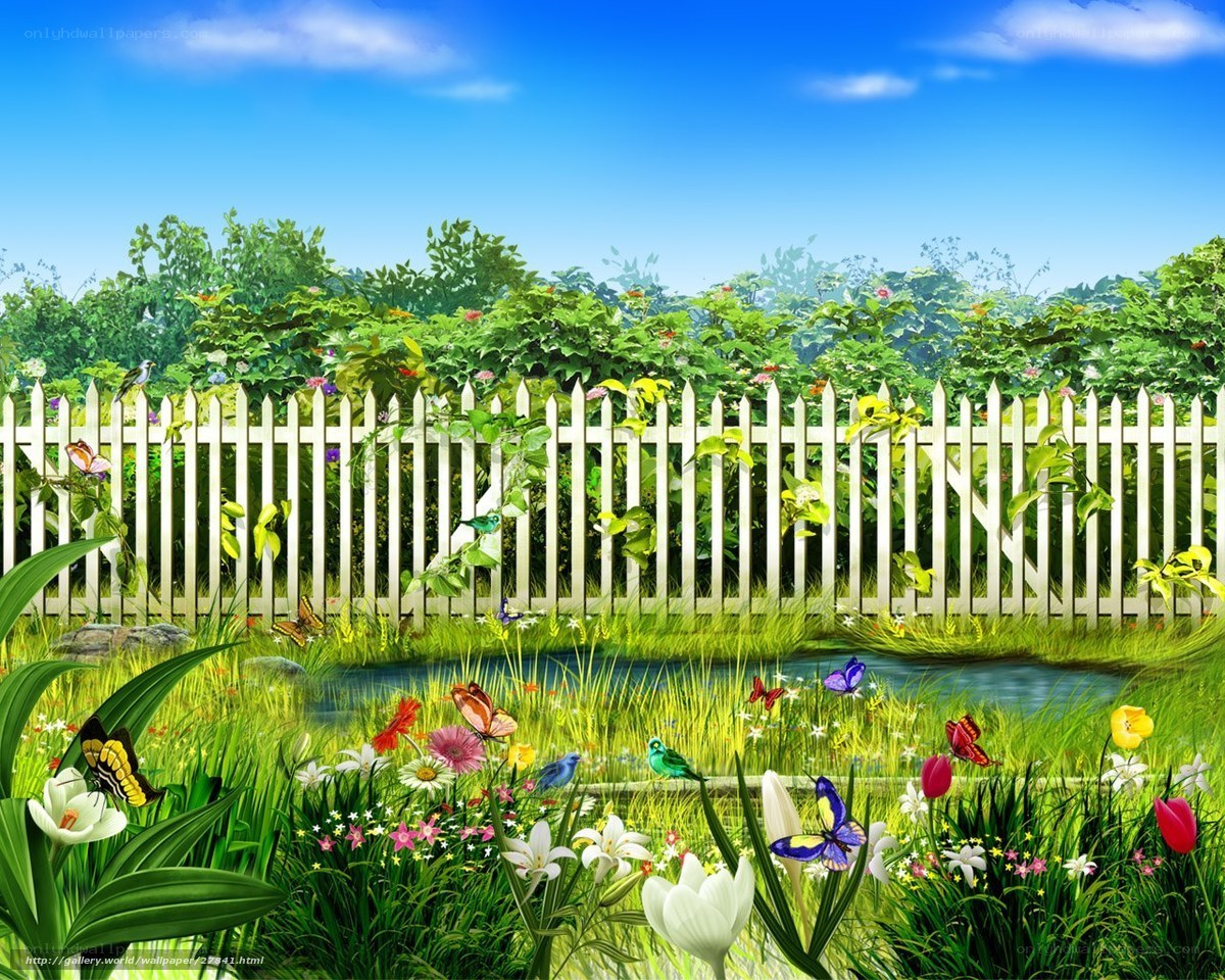 Garden with white fence
