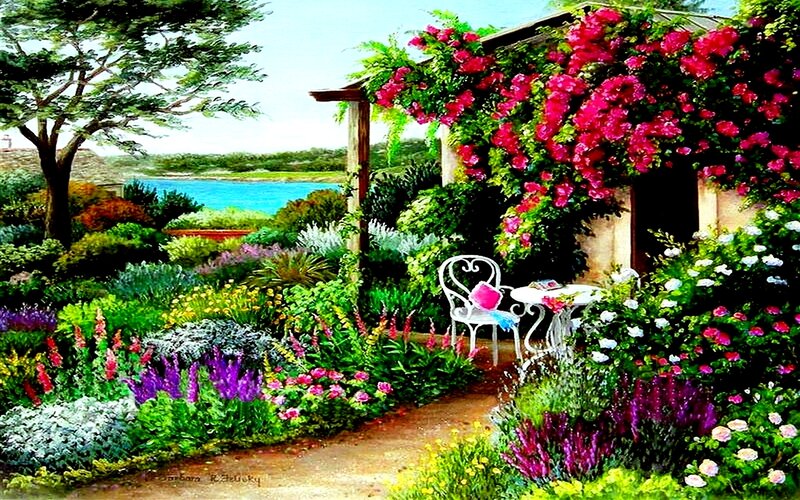Garden with White Furniture