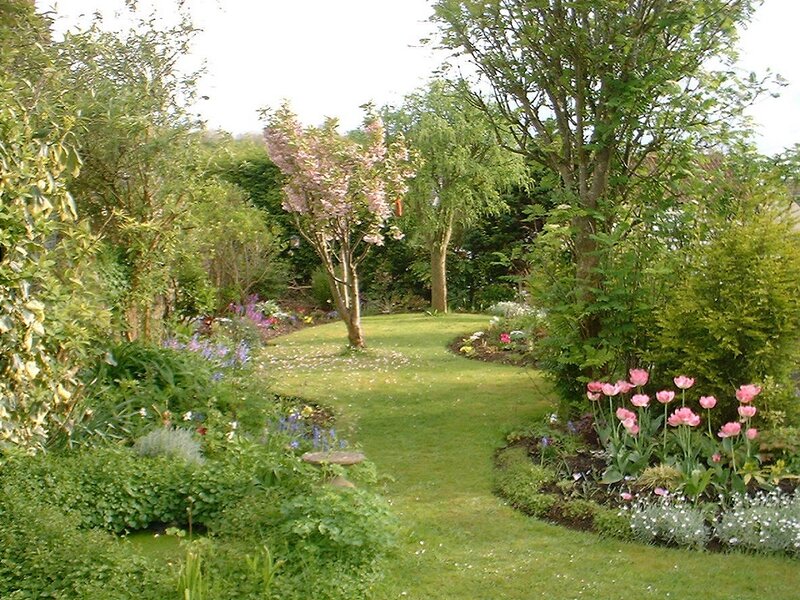 Garden with Winding Path — Green, Serene, Spring