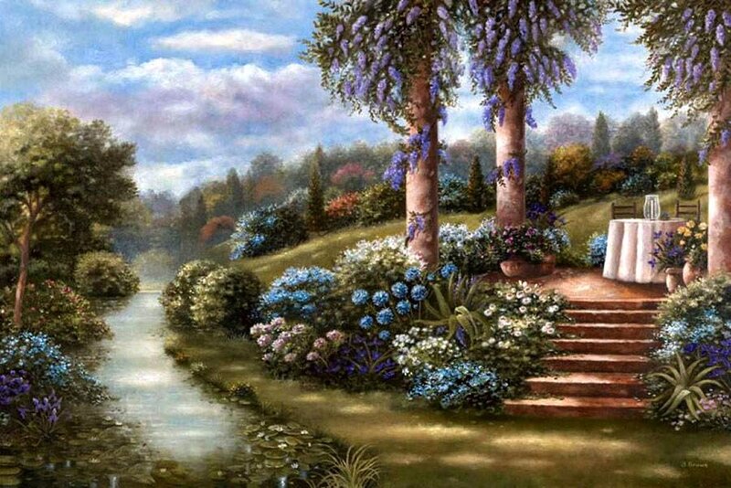 Garden with Wisteria