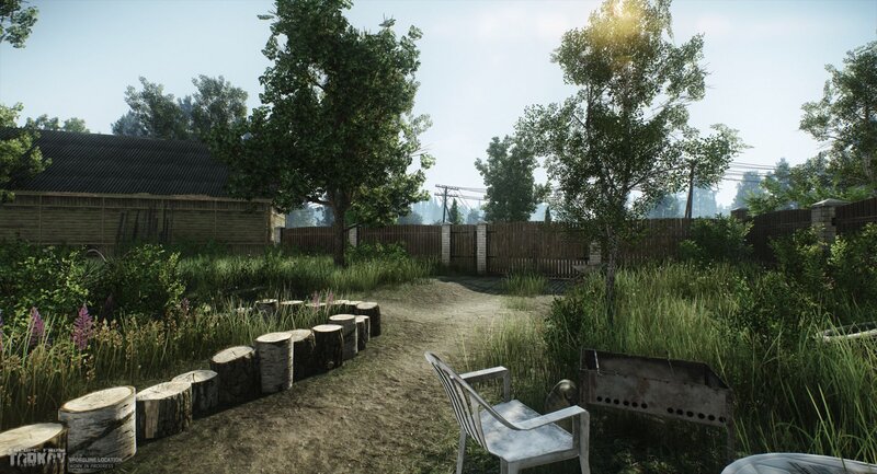 Garden with Wooden Logs