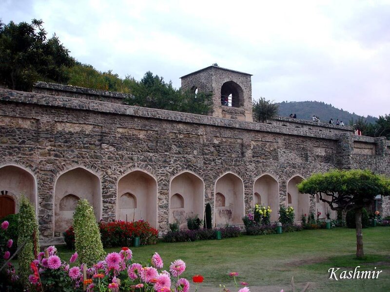 Gardens at a historic fort in Kashmir
