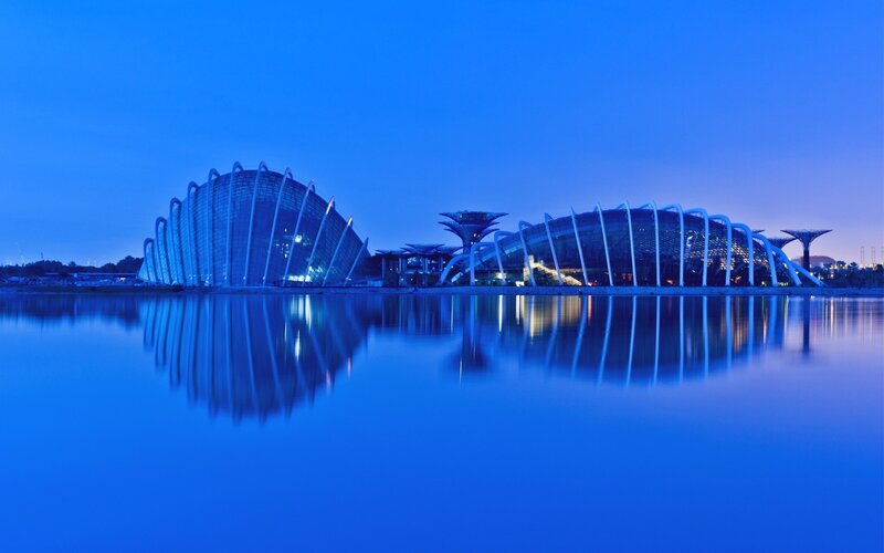Gardens by the Bay at dusk