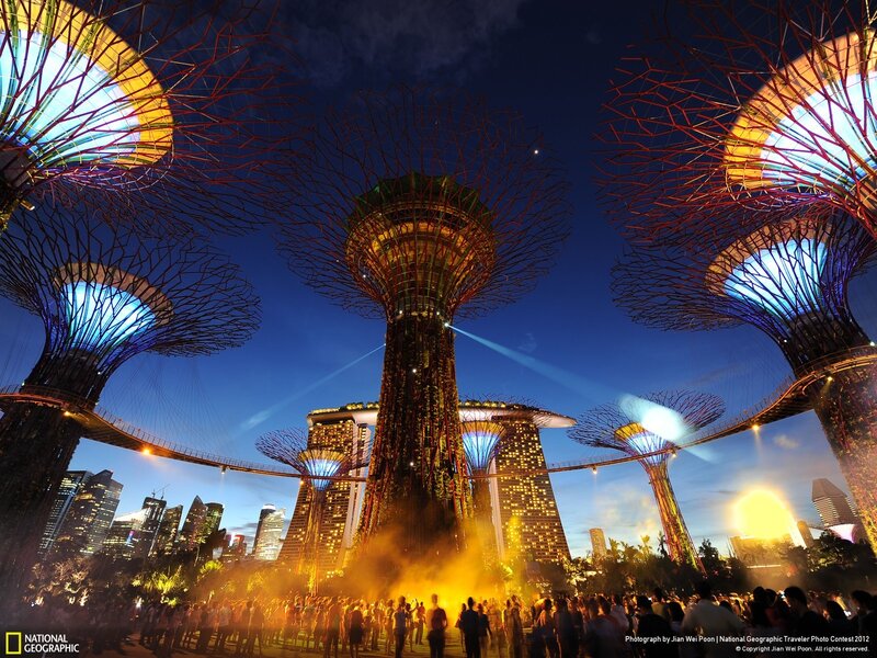 Gardens by the Bay at night