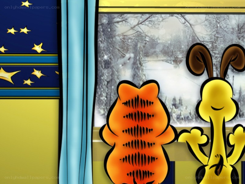 Garfield and Odie at the window