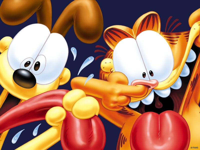 Garfield and Odie in a cartoon scene