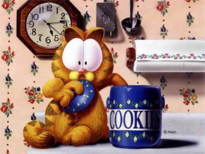Garfield eating a cookie