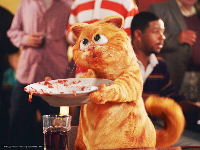 Garfield eating spaghetti