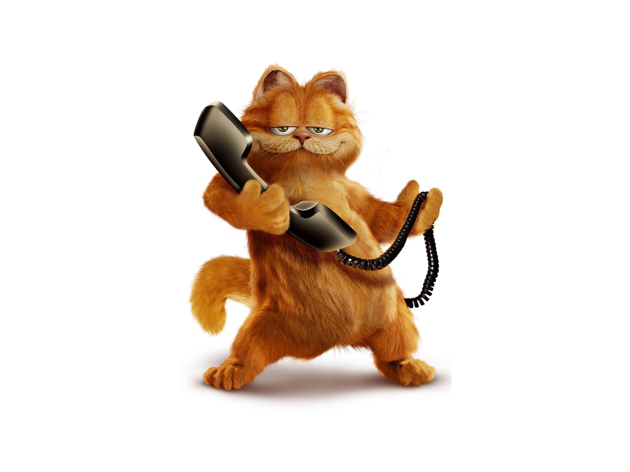 Garfield holding a phone