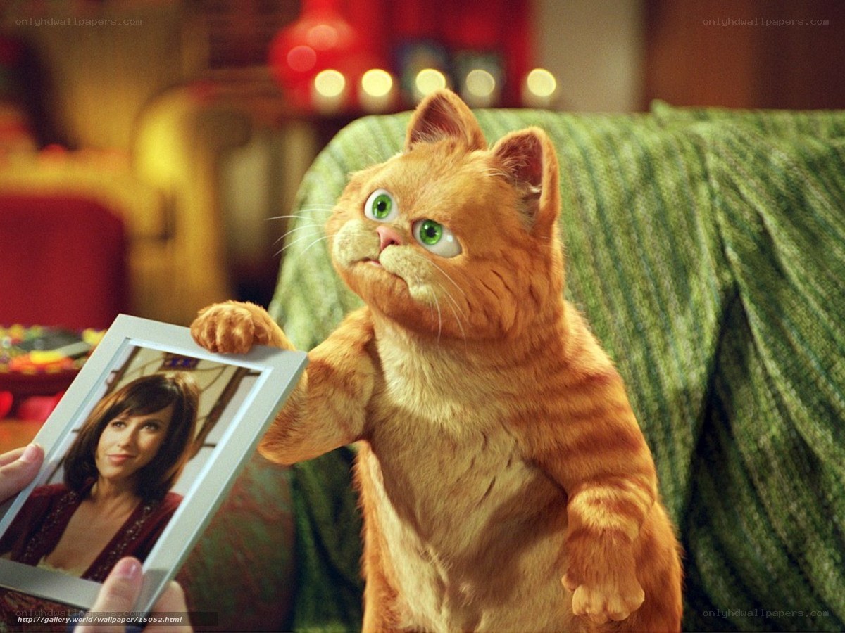 Garfield holding a photo