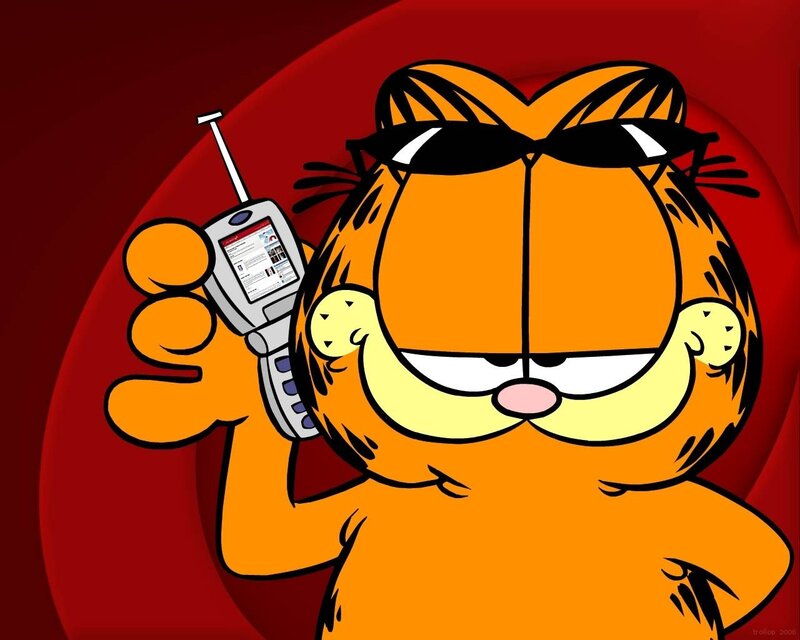 Garfield Holding Phone