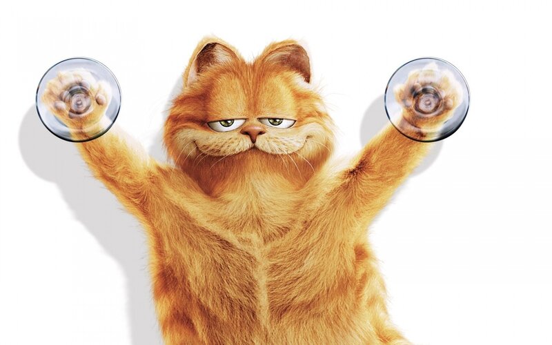 Garfield lifting weights