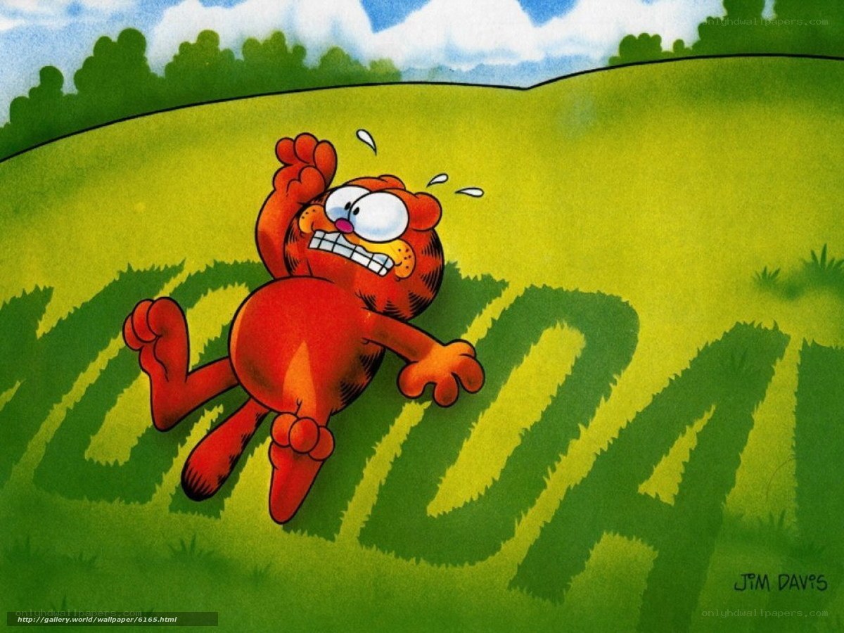 Garfield on a grassy hill