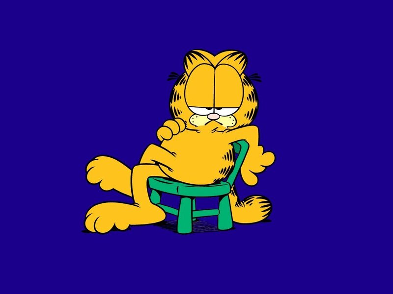 Garfield on a green chair