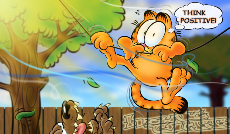 Garfield Swinging on Rope — Orange