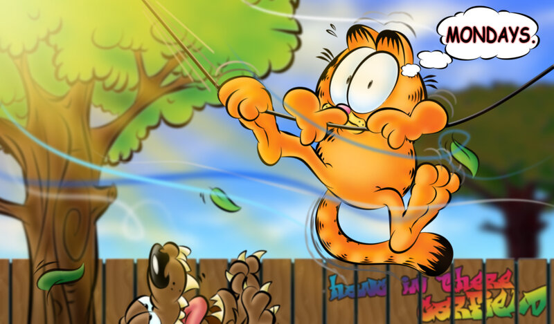 Garfield Swinging on Rope