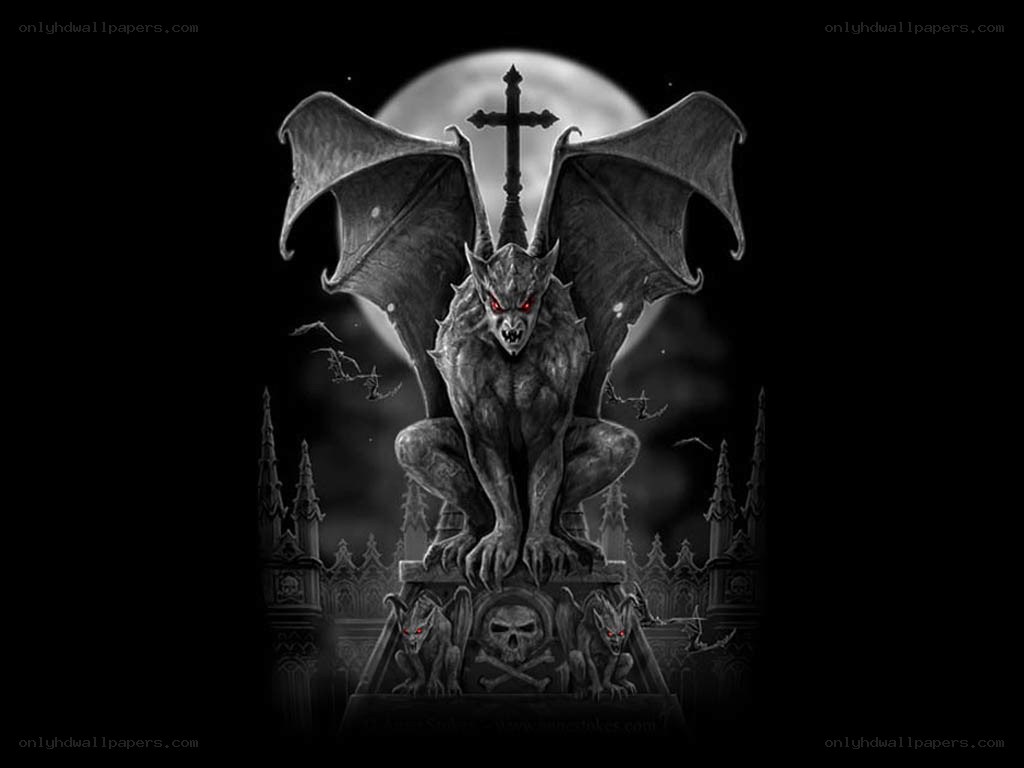 Gargoyle on a moonlit cathedral
