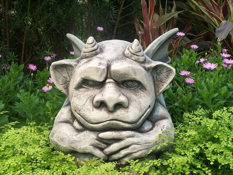 Gargoyle Statue in Garden — Green