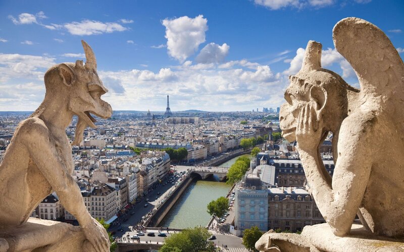 Gargoyle Statues on Cathedral — Blue
