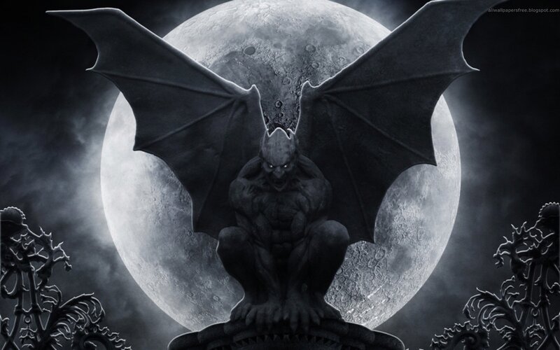 gargoyle under full moon