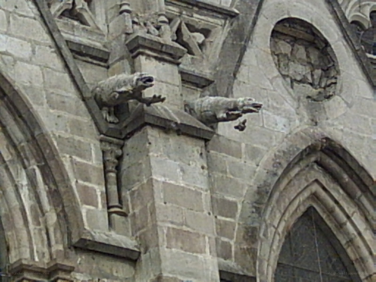 Gargoyles on a stone building