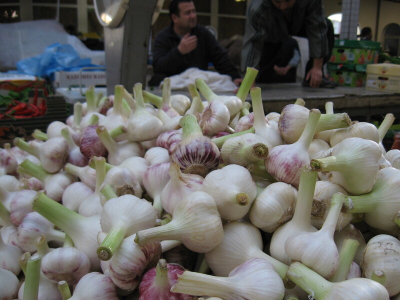 Garlic at a market stall