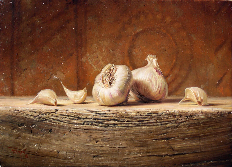 Garlic Bulbs on Wood