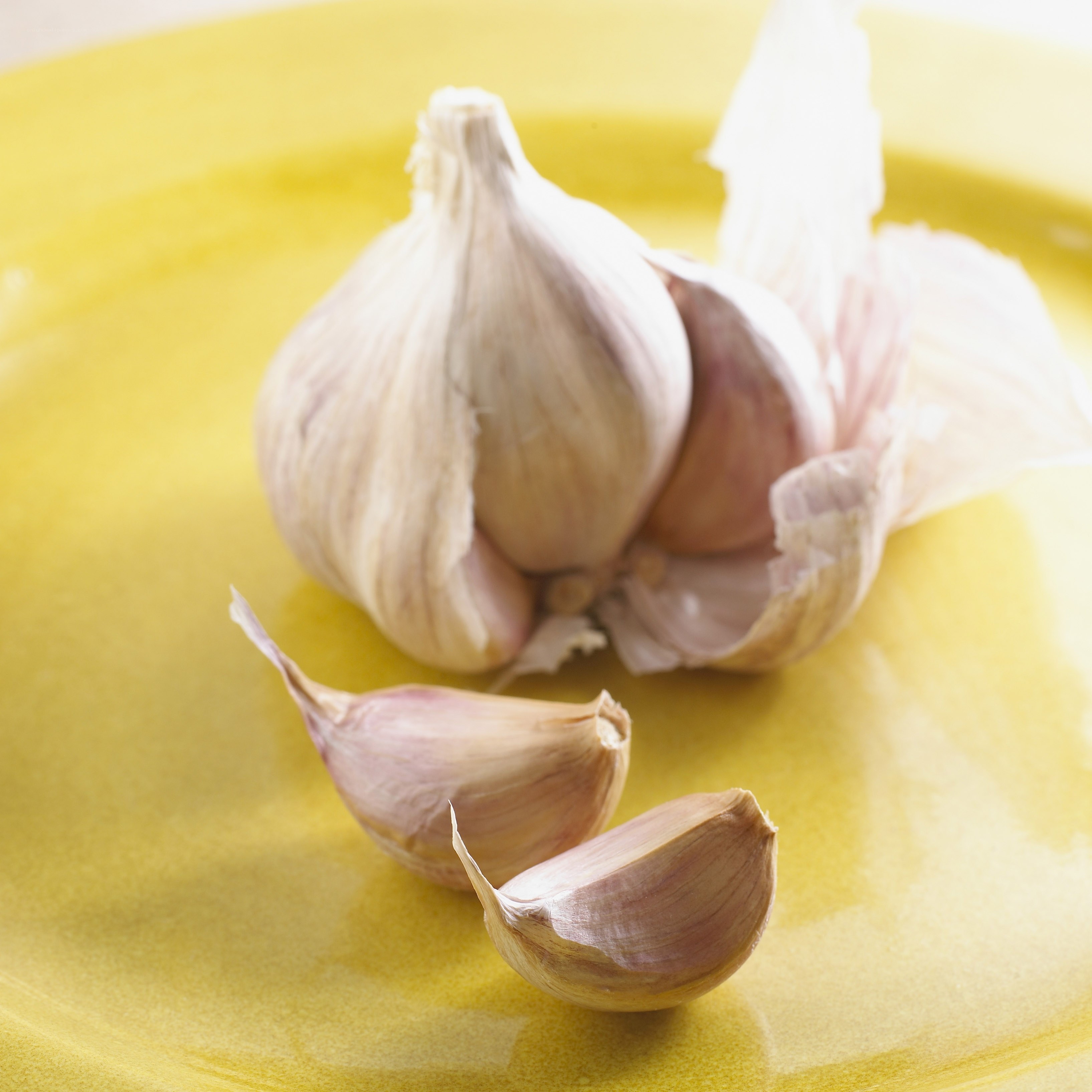 Garlic on a yellow plate
