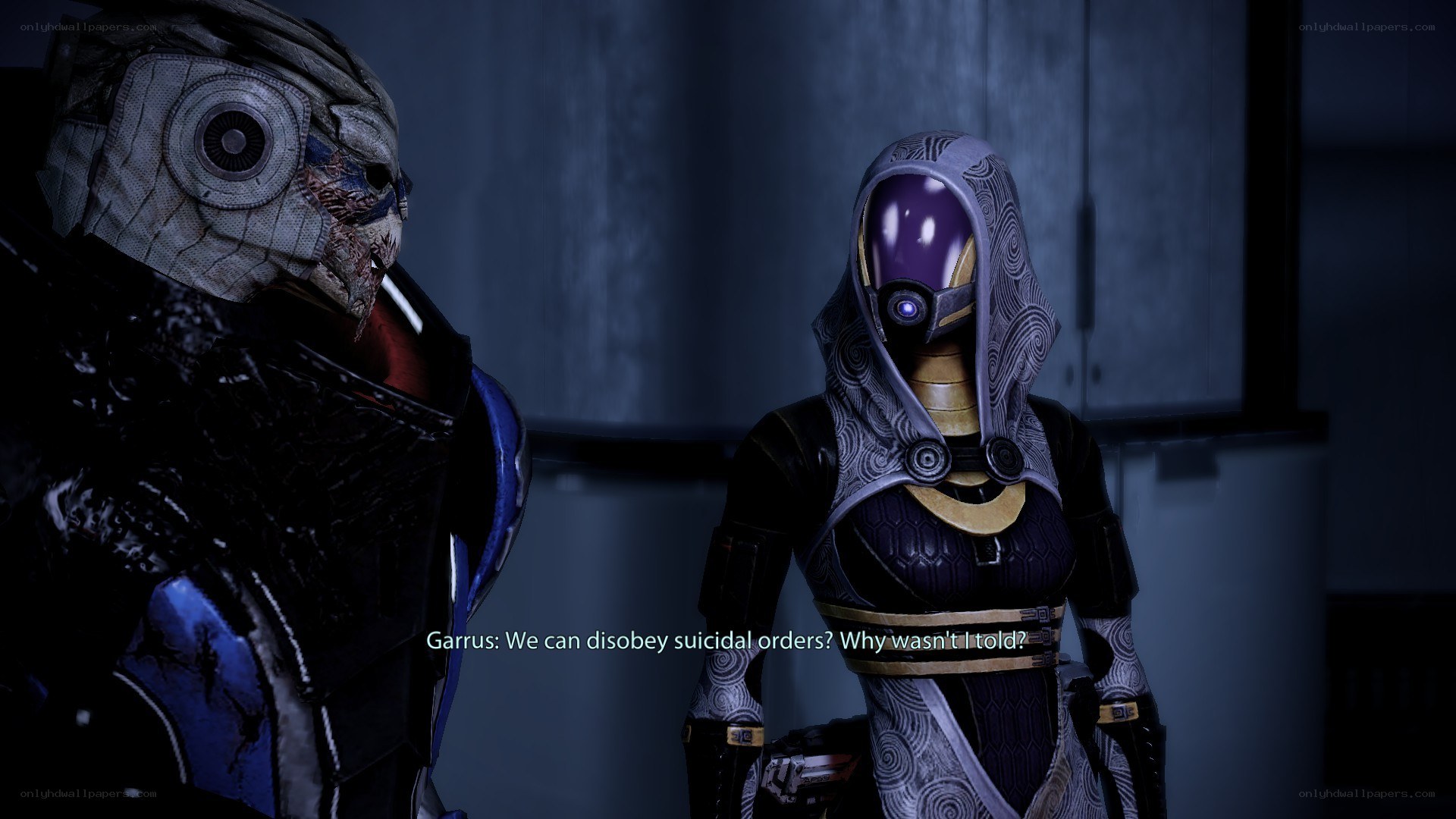 Garrus in a dialogue scene