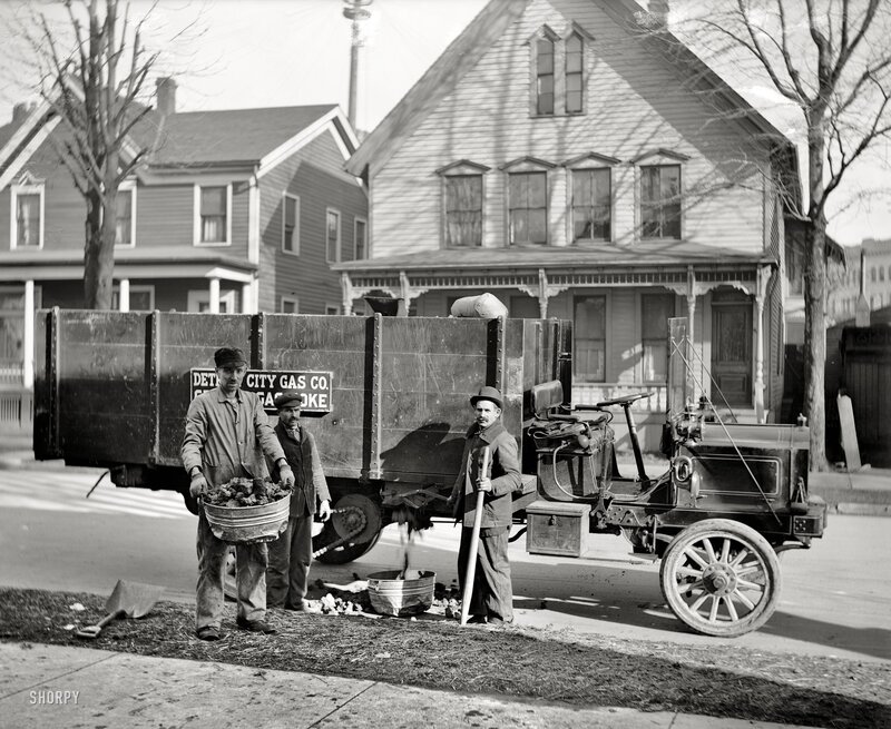 Gas company workers with truck