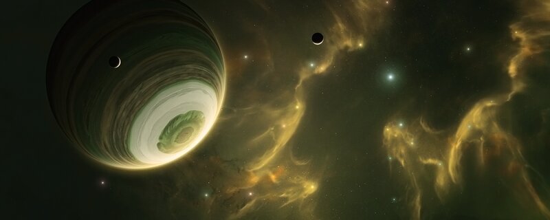 Gas Giant Planet System — Green, Dramatic