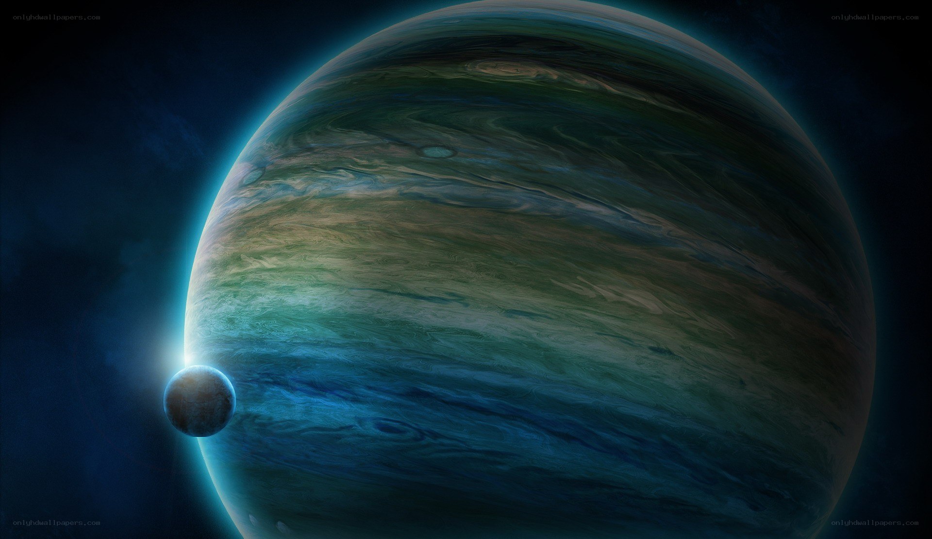 Gas giant planet with moon