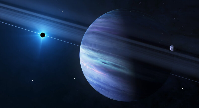 Gas Giant Planet with Rings — Blue