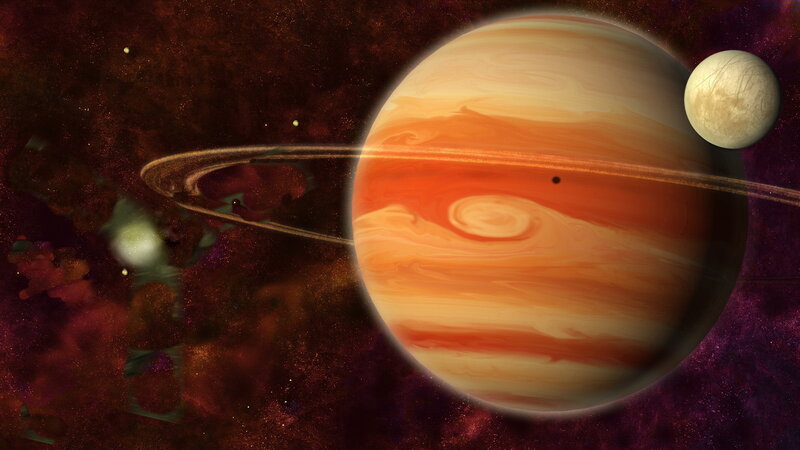 Gas Giant Planet with Rings — Orange
