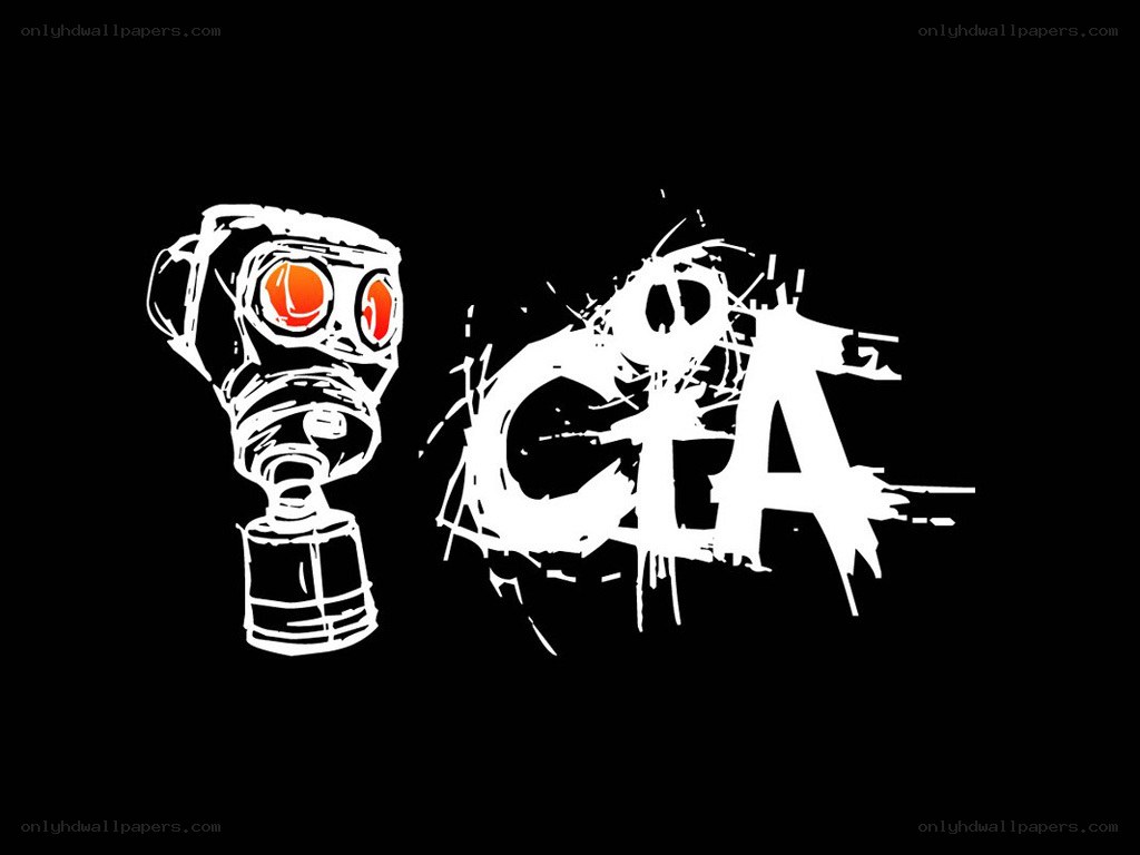 gas mask and graffiti logo