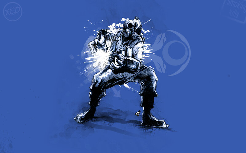 gas mask character artwork