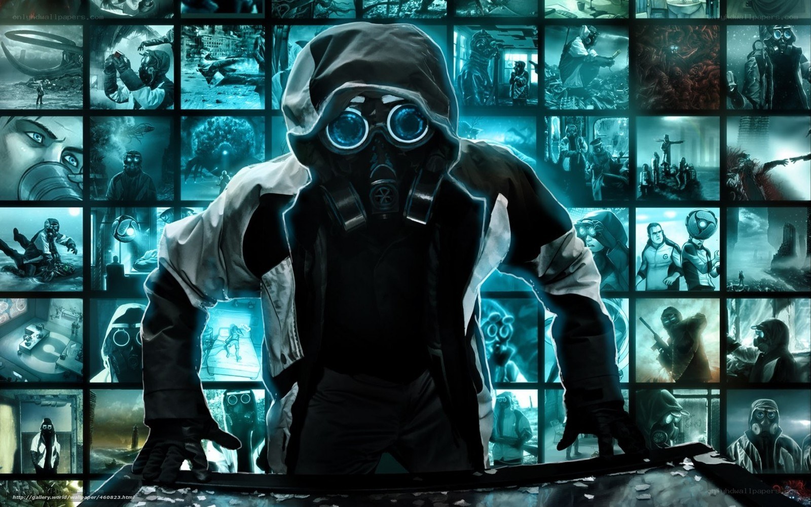 Gas mask character in grid