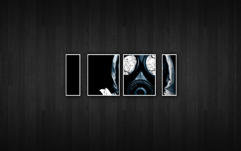gas mask collage art