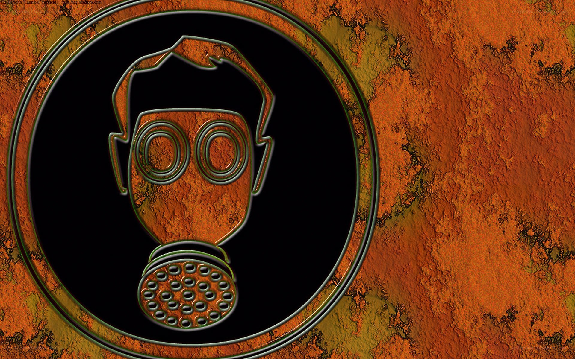 Gas mask icon on rusted background