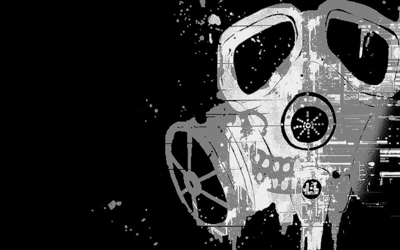 Gas Mask Illustration — Black, Dark, Gritty