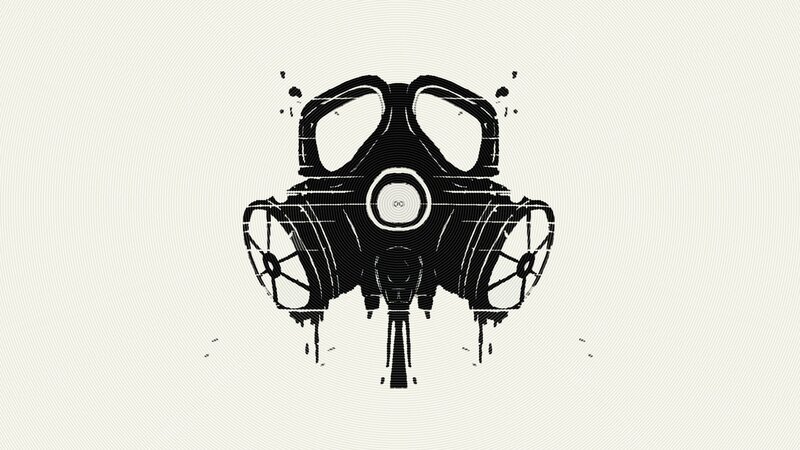 Gas Mask Illustration — Black, Dark, Splatters