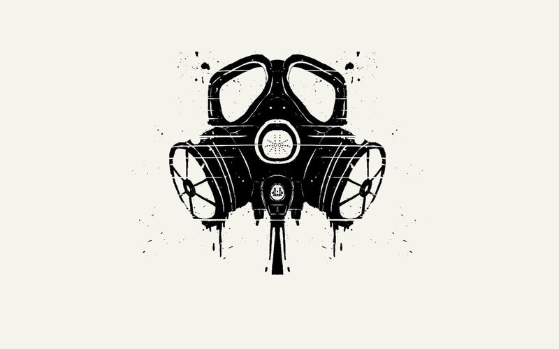 Gas Mask Illustration — Black, Dark