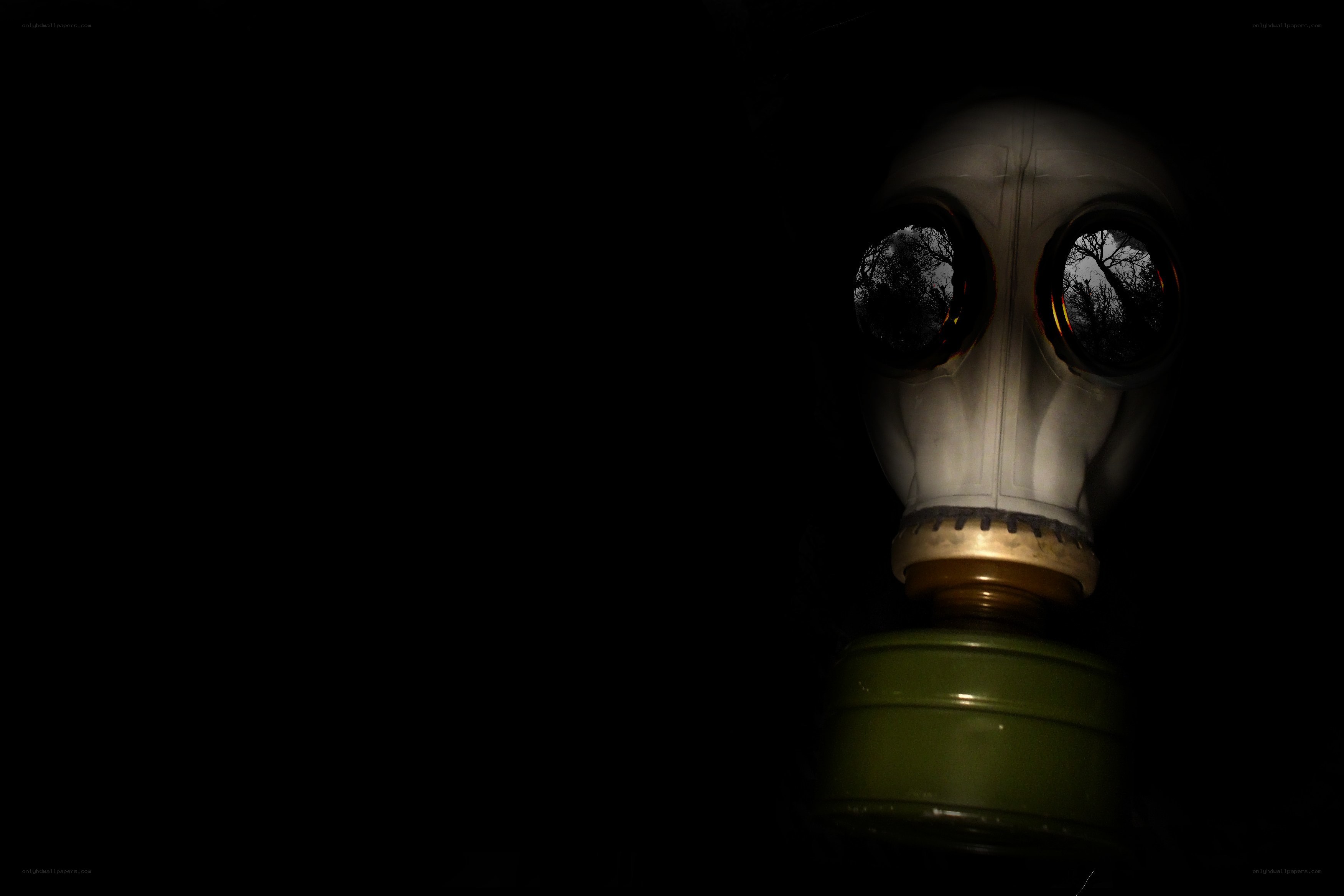 gas mask in dark