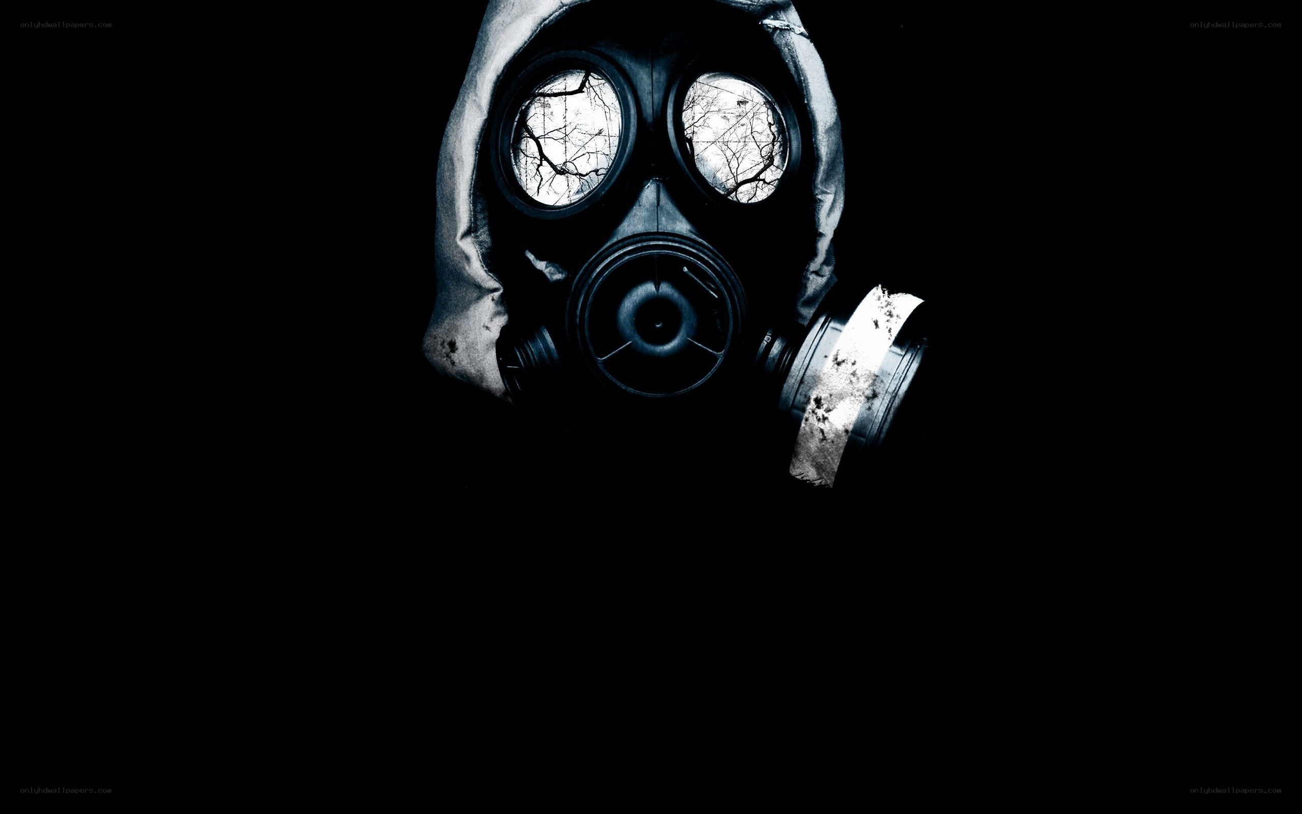 gas mask in dark