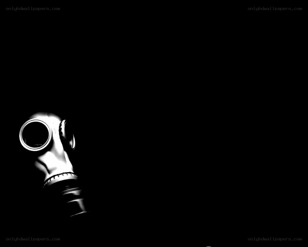 gas mask in darkness