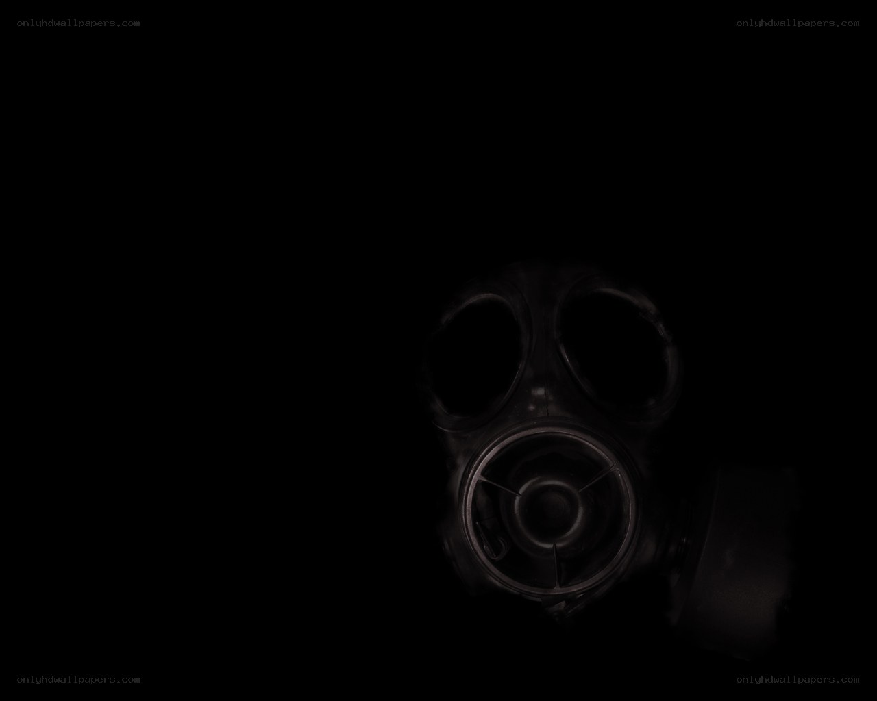gas mask in darkness