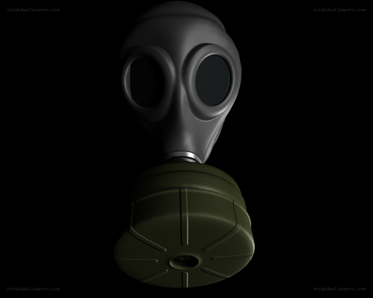 gas mask on black background
