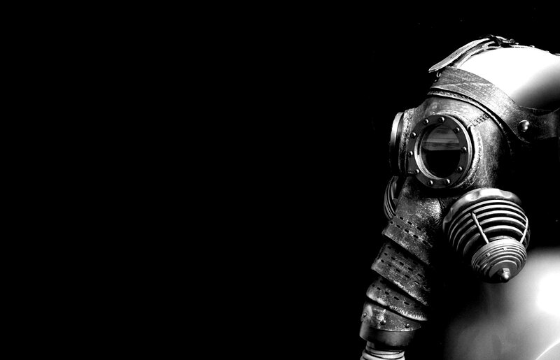 Gas Mask on Black Background — Dramatic