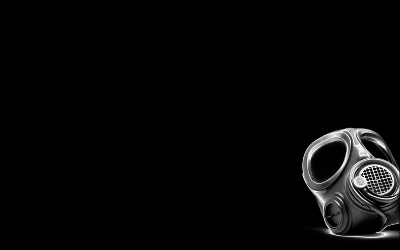 gas mask on black background