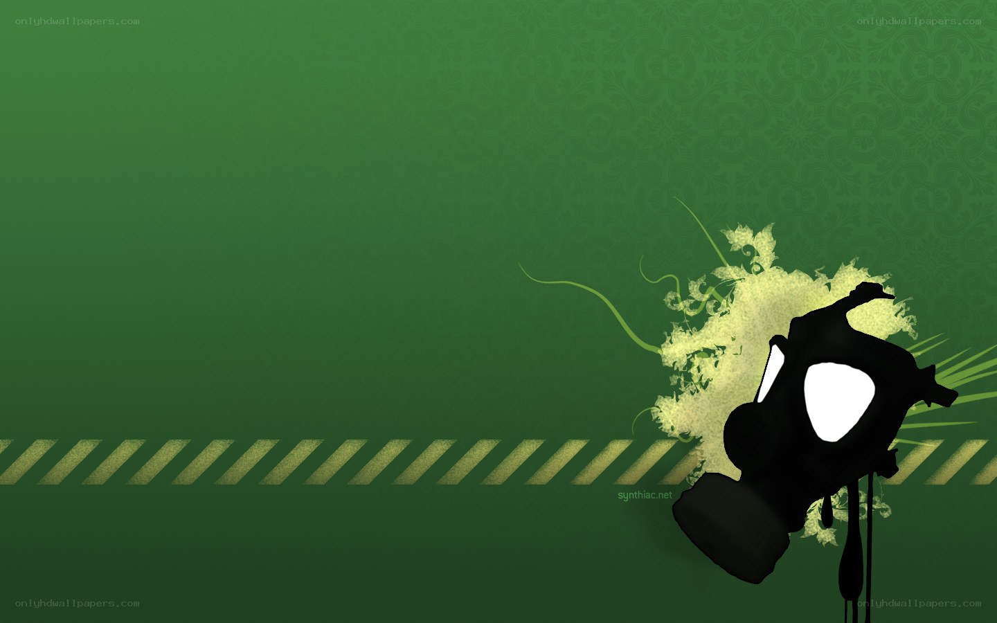 Gas mask on green background